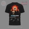 Black Shinedown band t-shirt with orange iHeart glow, four band members, 