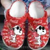 Red cartoon Crocs clogs! Snoopy in sunglasses with splashing Coca-Cola can! Global script 'Coca-Cola' branding all over!