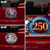 Red, white, blue Snoopy 250th anniversary car decals! Retro cartoon pilot, soldier, flag designs with 'AMERICA 250', 'SEMIQUINCENTENNIAL EDITION', '1776-2026 HERITAGE' text!