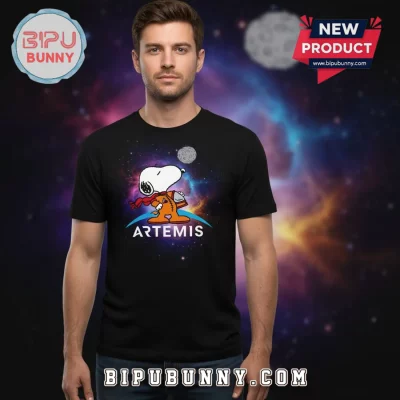 Snoopy Peanuts Artemis II NASA Space Mission Galaxy Graphic T-Shirt