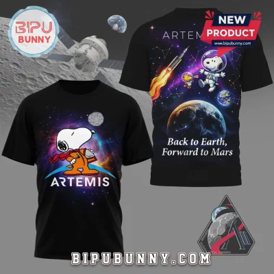 Snoopy Peanuts Artemis II NASA Space Mission Galaxy Graphic T-Shirt