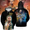 Black Stephen Curry 2023 All-Star MVP basketball graphic hoodie with gold and blue highlights and player images!