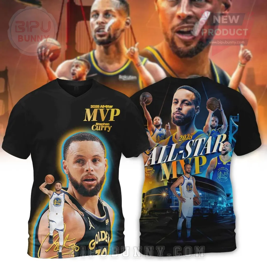 Stephen Curry 2025 All-Star MVP Golden State Warriors 3D T-Shirt Stephen Curry 2025 All-Star MVP Golden State Warriors 3D T-Shirt