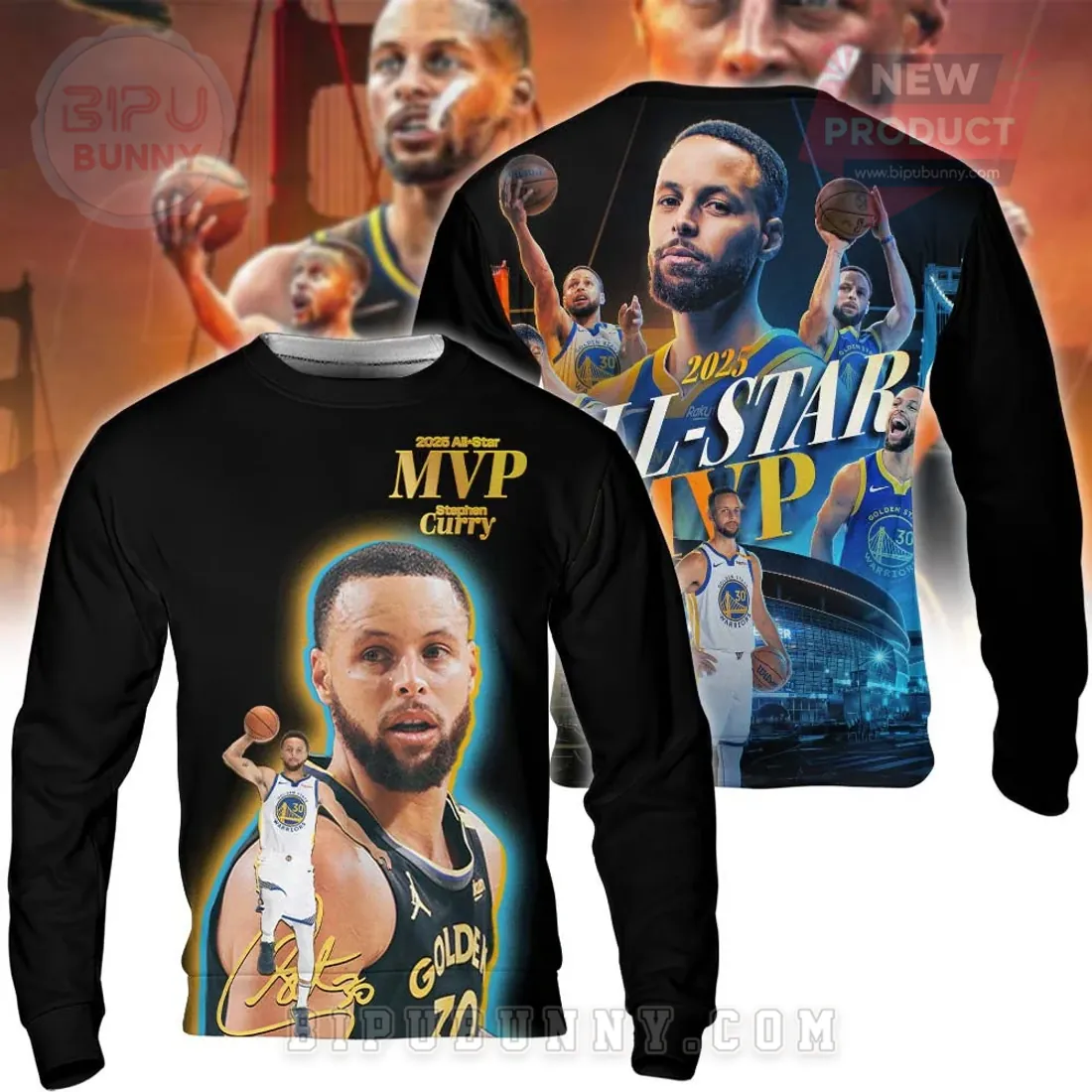 Stephen Curry 2025 All-Star MVP Golden State Warriors 3D T-Shirt Stephen Curry 2025 All-Star MVP Golden State Warriors 3D T-Shirt