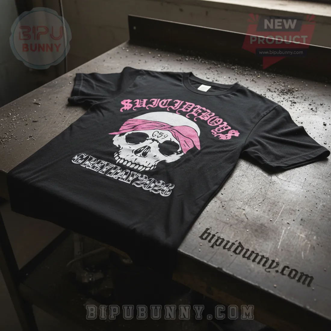 Suicideboys G59 Grey Day 2023 Tour Skull Pink Bandana Music T-Shirt