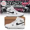White high-top sneakers with black Suicide Boys Greyday 2023 tour graphics, a skull, and custom name personalization!