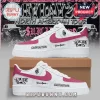 Custom white and pink sneakers with Suicide Boys Grey Day 2023 tour graphics, a skull logo, and personalized name text!