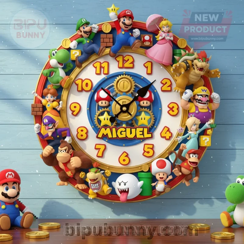 Super Mario Bros. Nintendo Personalized 3D Character Wall Clock ...