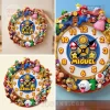 Vibrant Super Mario Bros. character wall clock with 3D relief, features Mario, Luigi, Peach, Bowser, custom name ASHLEY/MIGUEL!
