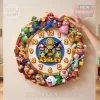 Large round multicolored Super Mario Bros. character wall clock, 3D style, showing 
