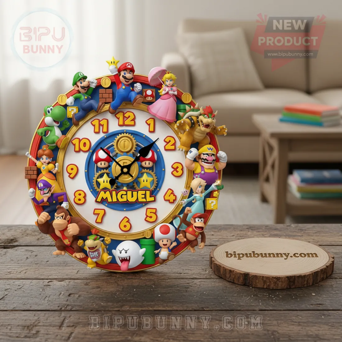 Super Mario Bros. Nintendo Personalized 3D Character Wall Clock