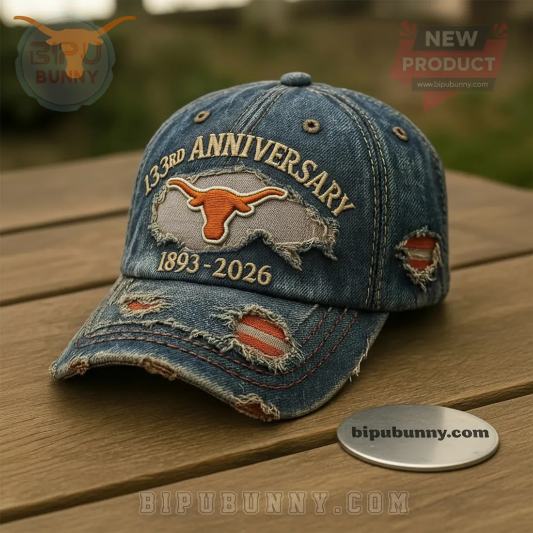 Texas Longhorns 133rd Anniversary Distressed Denim Embroidered Baseball Cap