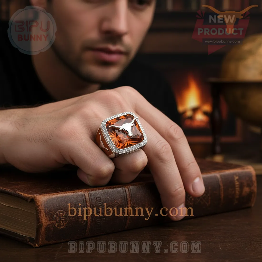 Texas Longhorns 1893-2026 Luxury Commemorative Orange Gemstone Diamond Ring Texas Longhorns 1893-2026 Luxury Commemorative Orange Gemstone Diamond Ring