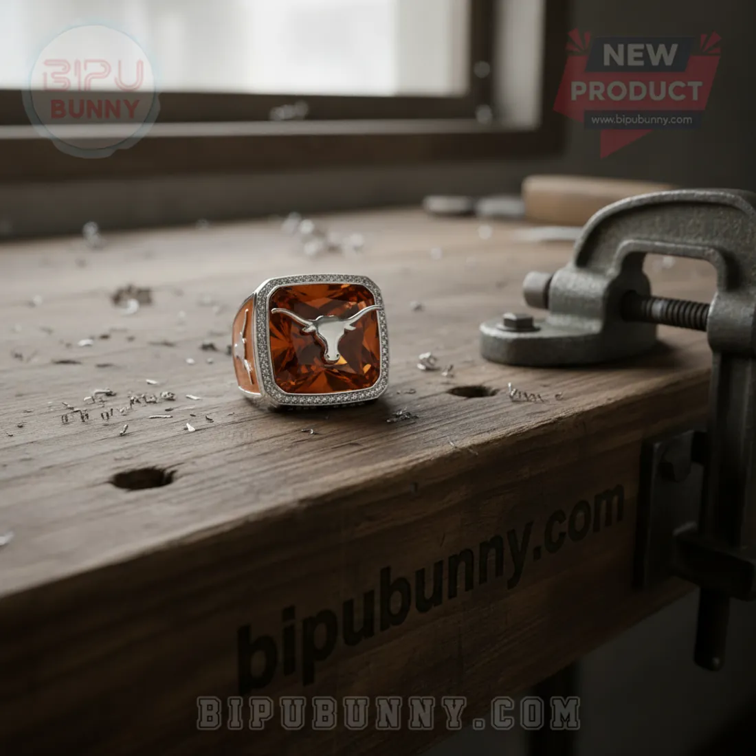 Texas Longhorns 1893-2026 Luxury Commemorative Orange Gemstone Diamond Ring