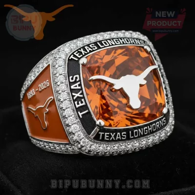 Texas Longhorns Commemorative Championship Style Orange Gemstone Ring