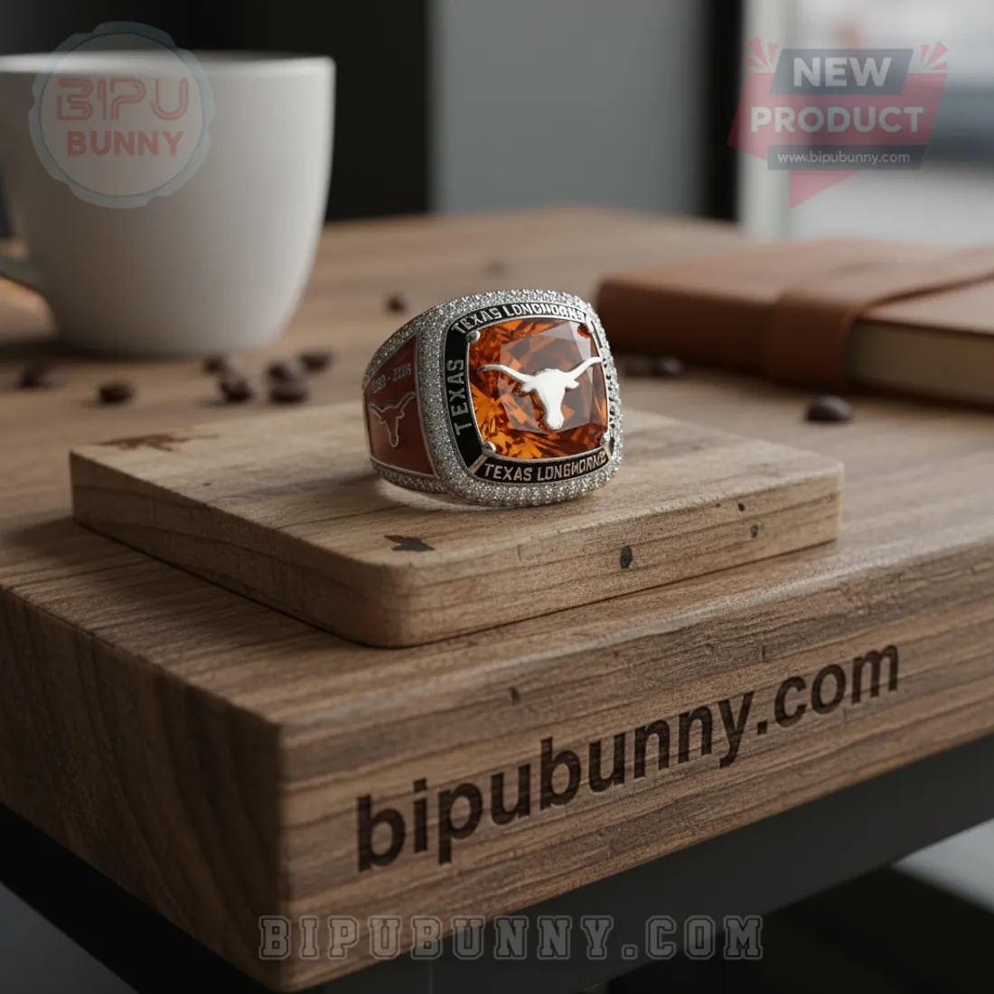 Texas Longhorns Commemorative Championship Style Orange Gemstone Ring