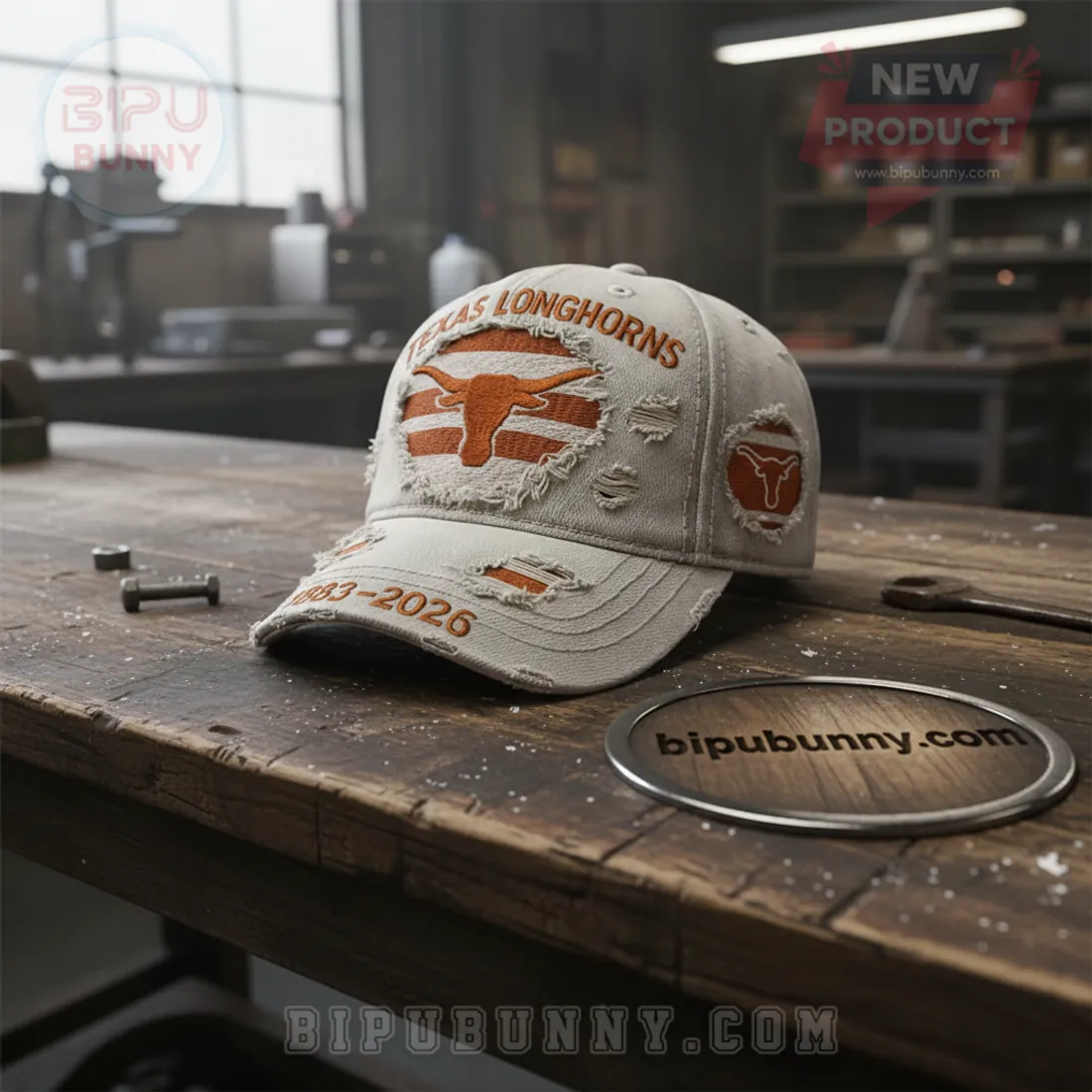 Texas Longhorns Distressed 1883-2026 Anniversary Embroidered Baseball Cap