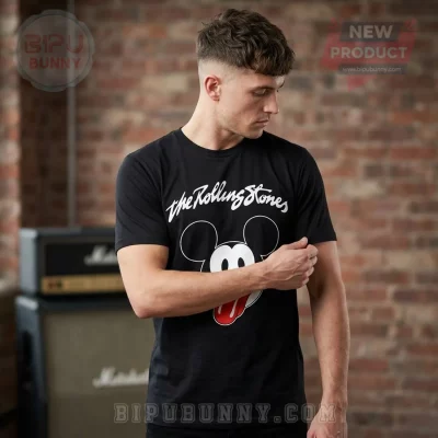 The Rolling Stones Mickey Mouse Rock N Roll Band Graphic T-Shirt