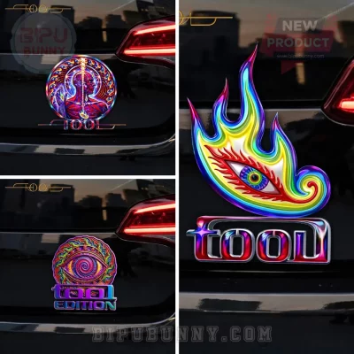 TOOL Rock Band Flaming Eye 3D Rainbow Chrome Premium Car Badge
