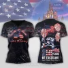 Black patriotic Disney tee with fireworks, US flag, Mickey & friends, castle, 