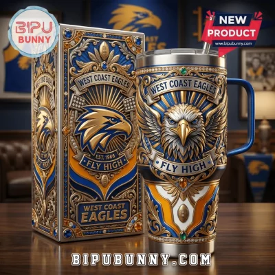 West Coast Eagles AFL Luxury Embossed Ornate Stainless Steel Tumbler