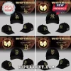 Collage of black baseball caps with gold embroidered city logos LA, NY, B, SF and a Wu-Tang Clan side logo!