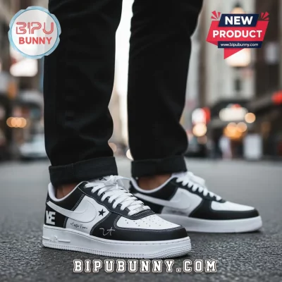 Ye Bully Album Black White Custom Signed Personalized Air Force 1 Shoes
