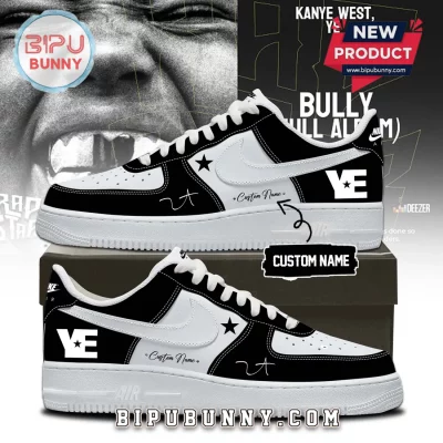 Ye Bully Album Black White Custom Signed Personalized Air Force 1 Shoes