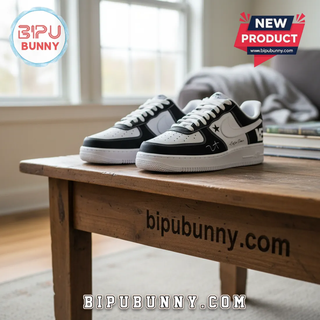 Ye Bully Album Black White Custom Signed Personalized Air Force 1 Shoes