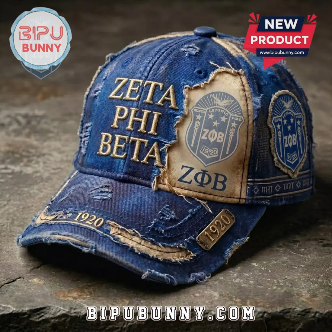 Zeta Phi Beta ZΦB Limited Edition Distressed Baseball Cap Zeta Phi Beta ZΦB Limited Edition Distressed Baseball Cap