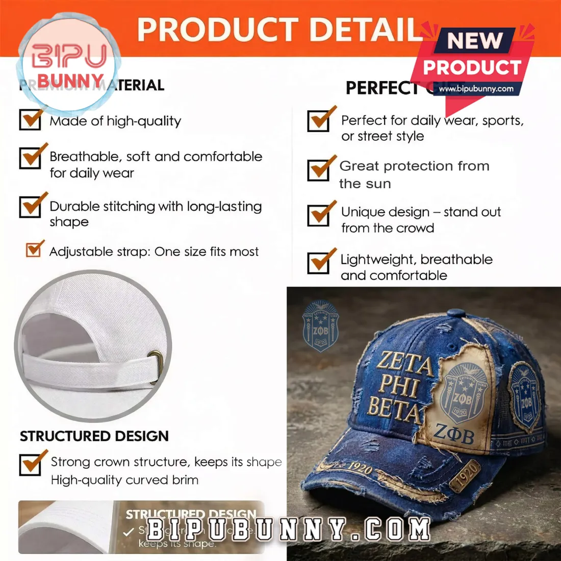 Zeta Phi Beta ZΦB Limited Edition Distressed Baseball Cap Zeta Phi Beta ZΦB Limited Edition Distressed Baseball Cap