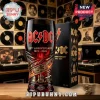 Black glass tumbler featuring red AC/DC 53rd anniversary 1973-2026 logo with guitar and flame graphics!