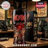 Black glass tumbler with red AC/DC 53rd anniversary logo flames guitars and cannons print!