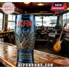 Blue glass pilsner with metallic AC DC logo guitar and amp relief text 1973-2026 53rd anniversary edition on bar counter!
