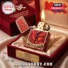 Red AC/DC 53rd anniversary lighter, rock guitarist design, 