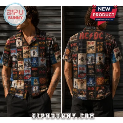 AC/DC Album Cover Collage Rock Band Hawaiian Shirt