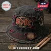 Distressed black denim bucket hat with 