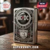 Silver metal lighter with black relief featuring AC DC logo High Voltage Back In Black text and a Power Shield bell graphic!
