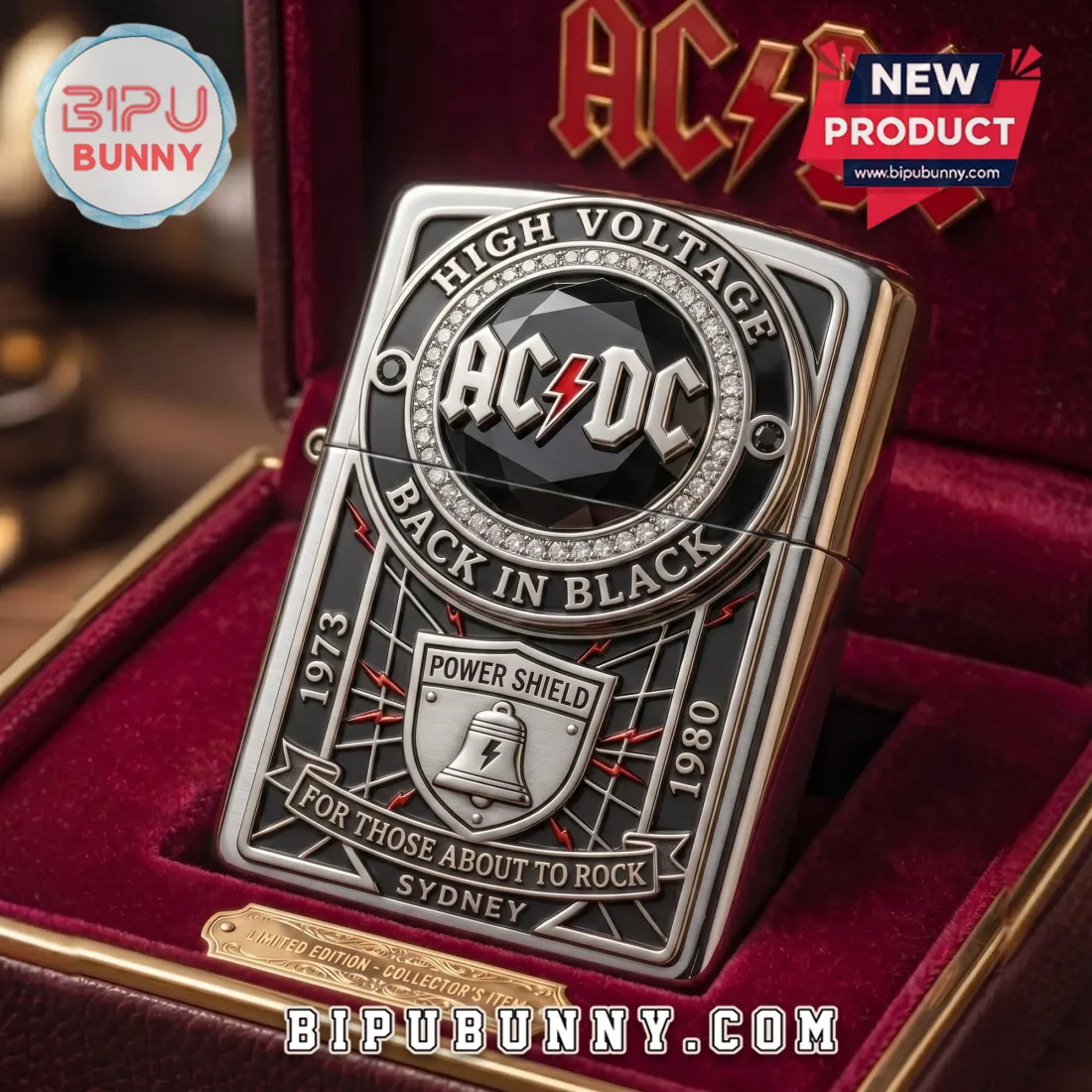 AC/DC Back in Black High Voltage Tribute Lighter Case AC/DC Back in Black High Voltage Tribute Lighter Case