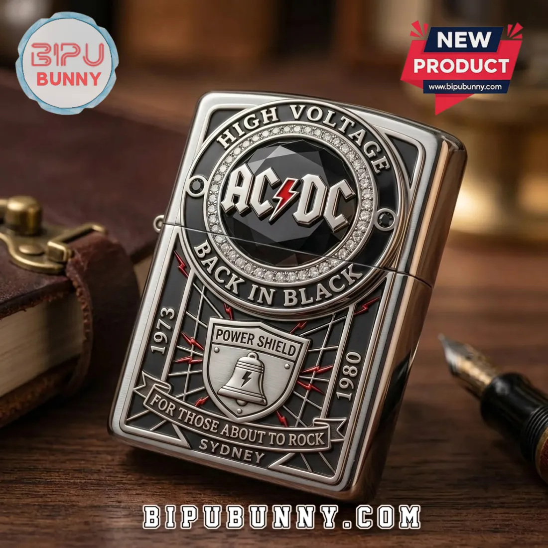 AC/DC Back in Black High Voltage Tribute Lighter Case AC/DC Back in Black High Voltage Tribute Lighter Case