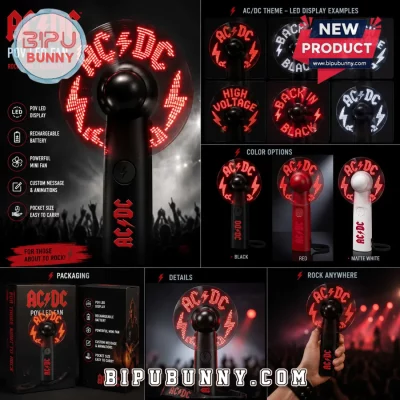 AC/DC Customizable Rock Band LED Hand Fan