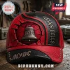Red black AC/DC Hells Bells cap! 3D bell, distressed texture, metallic 