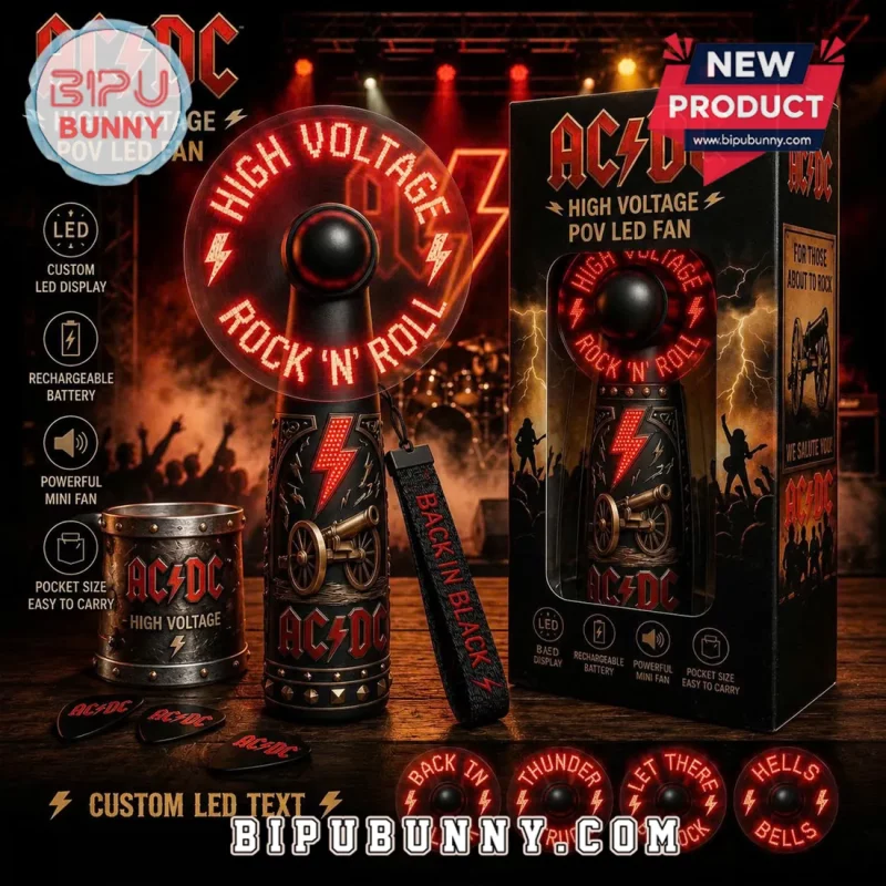 AC/DC High Voltage Rock N Roll LED Hand Fan - Bipubunny Store