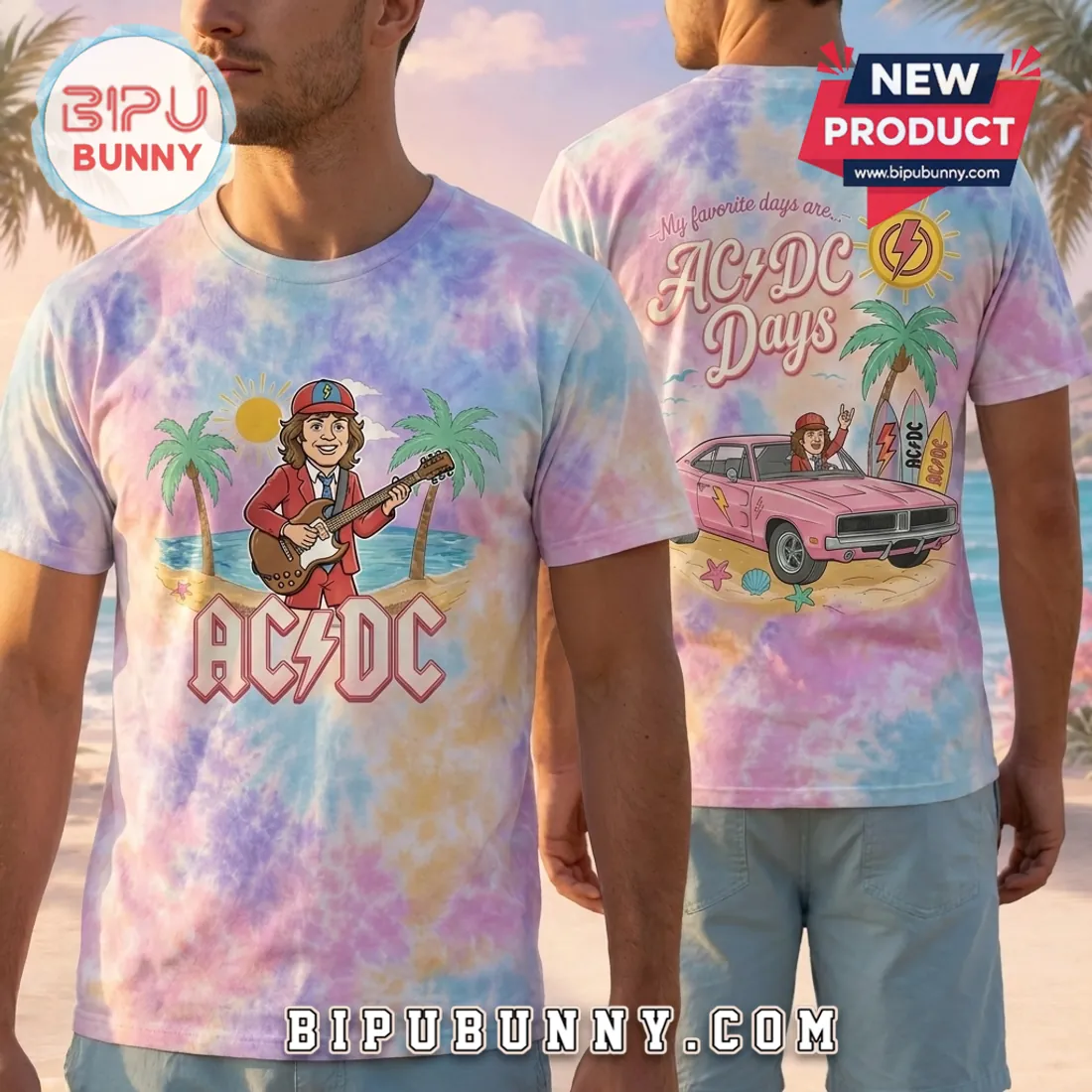 AC/DC Pastel Beach Road Trip Retro Summer Shirt AC/DC Pastel Beach Road Trip Retro Summer Shirt