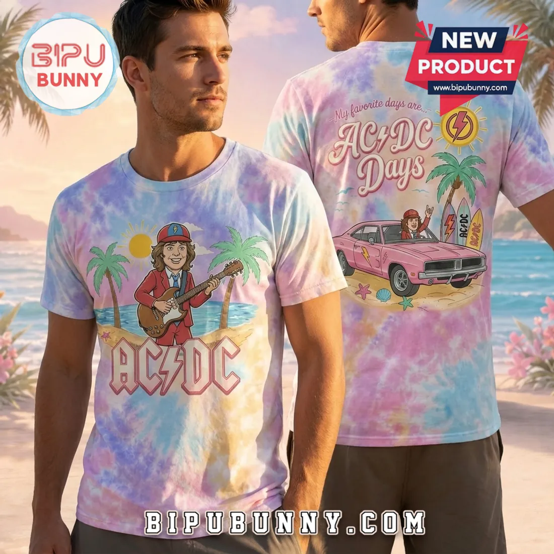 AC/DC Pastel Beach Road Trip Retro Summer Shirt AC/DC Pastel Beach Road Trip Retro Summer Shirt