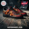 ACDC rock band sneakers in red and black with Angus Young graphic, PWR UP TOUR 2026 text and lightning bolt details!