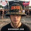 Distressed black AC/DC bucket hat with red and gold patches! Features 'AC/DC EST. 1973' and 'ROCK N ROLL HELLISH FOR THOSE ABOUT' text!