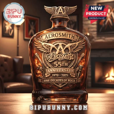 Aerosmith 1970-2025 Five Decades of Rock 55th Anniversary Whiskey Bottle
