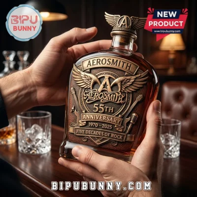 Aerosmith 1970-2025 Five Decades of Rock 55th Anniversary Whiskey Bottle