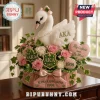 Plush white swan in a pink velvet box with AKA sorority branding, pink roses, ivy, and By Culture and By Merit text!